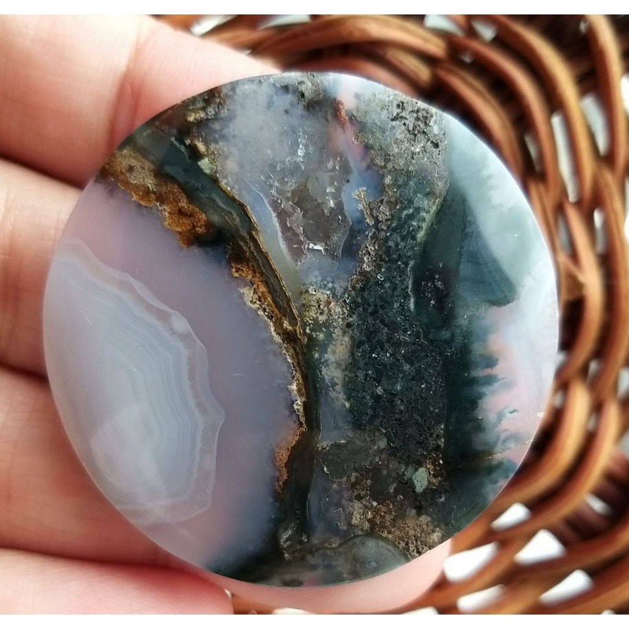 Moss Agate Round Cabochon