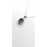London Blue Topaz Pendant with silver chain