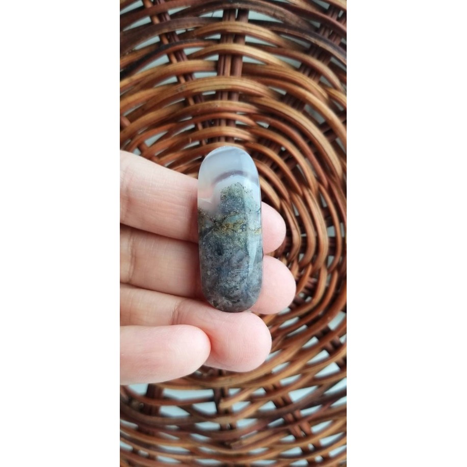 Scenic Moss Agate Oblong Cabochon