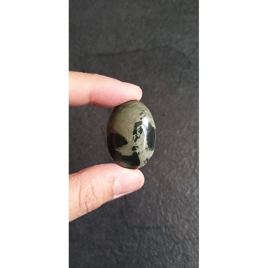 Black and White Nephrite Jade ( Opaque) Oval Cabochon